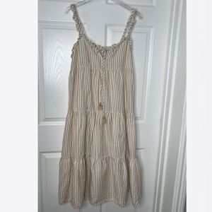 J. Crew Beachwear Linen/Cotton Striped Dress Sz L